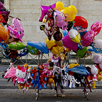 Colourful balloons in Prato, Italy