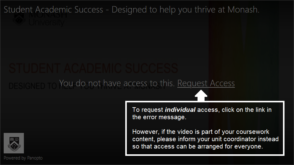 Screenshot of error message that reads: You do not have access to this, followed by a link titled Request Access.