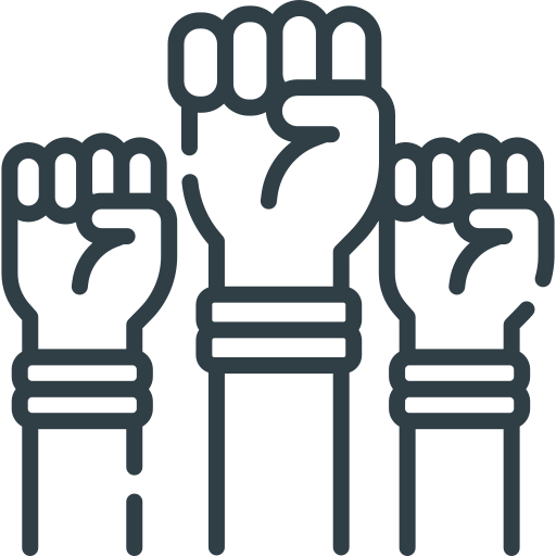 Pride: Clipart of three fists in the air with wristbands on