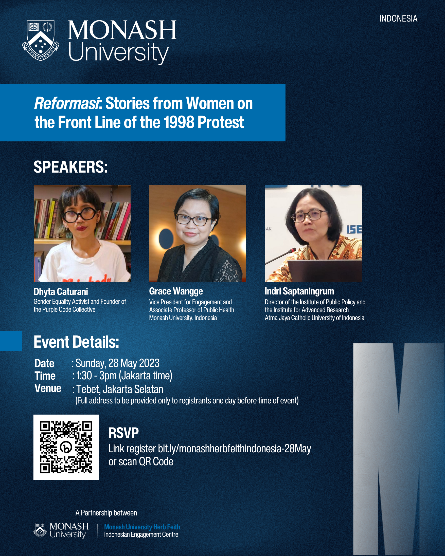 Herb Feith Centre - Reformasi: Stories from Women on the Front Line of the 1998 Protest Herb Feith Centre - Reformasi: Stories from Women on the Front Line of the 1998 Protest - Poster