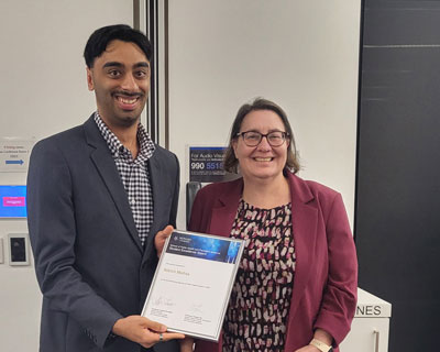 Nikhil Mehta with Bachelor of Public Health course director Kelly Allen