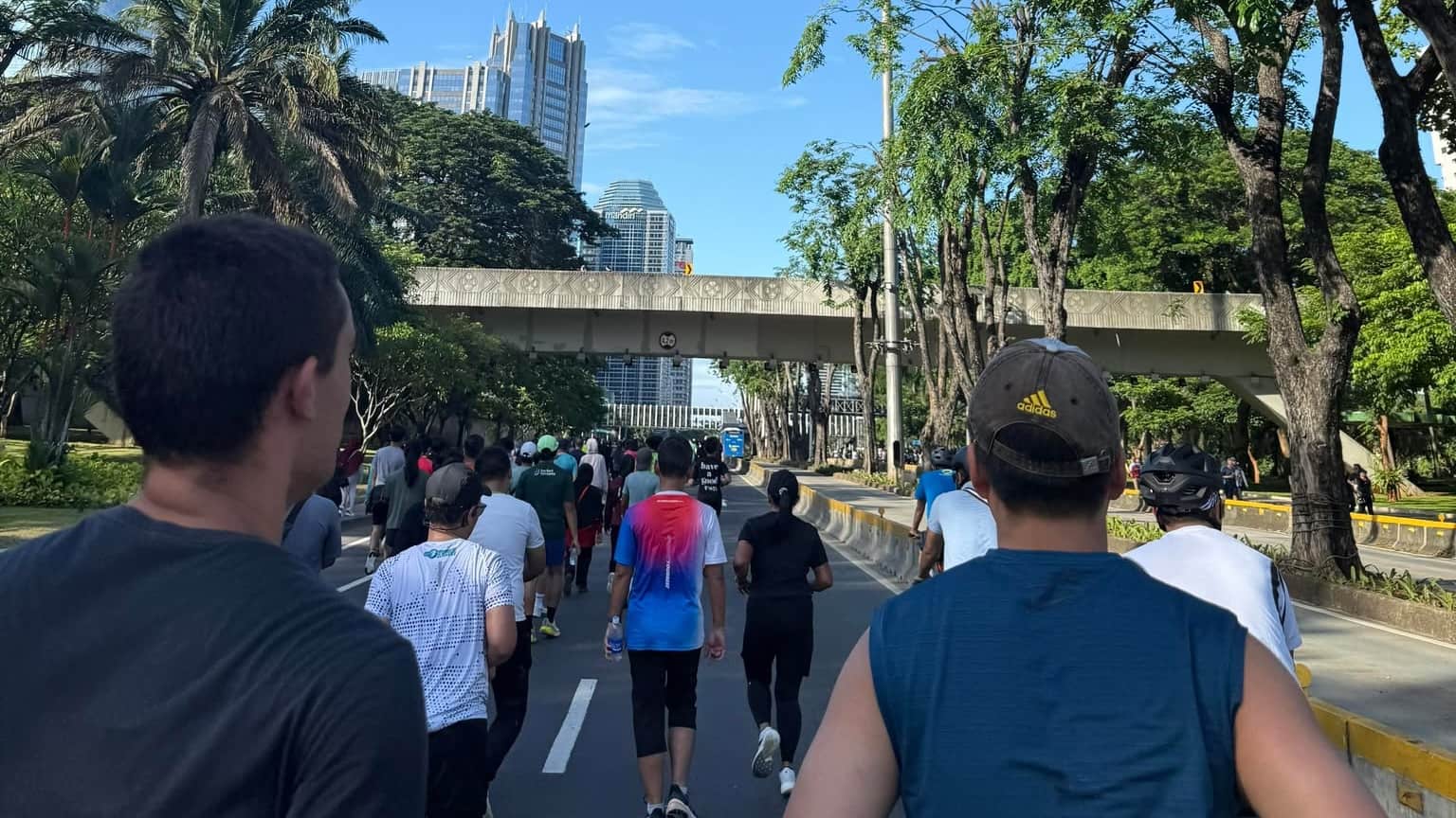 Running on the main streets of Jakarta on car-free day!