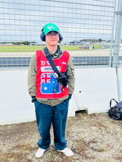 Jerry Ji being a medic at motorsport event