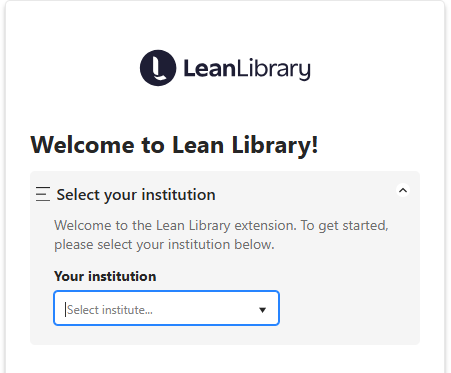 Initial welcome to Lean Library pop-up window