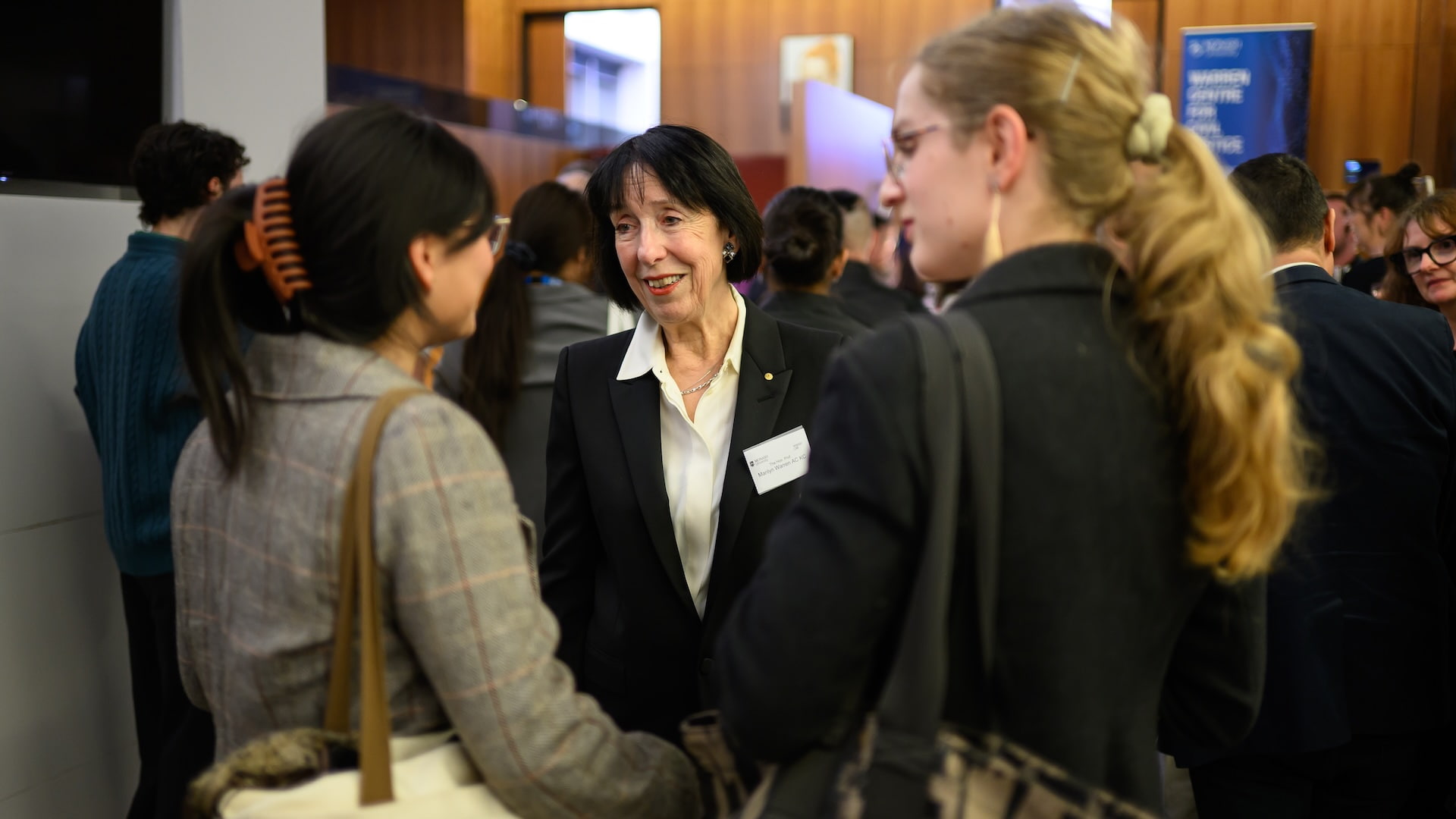 Professor the Honourable Marilyn Warren AC KC talking to students.