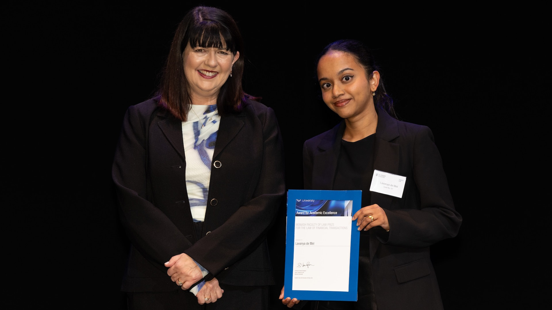 Lecturer Sally Andersen and Lavanya Maureen de Mel.