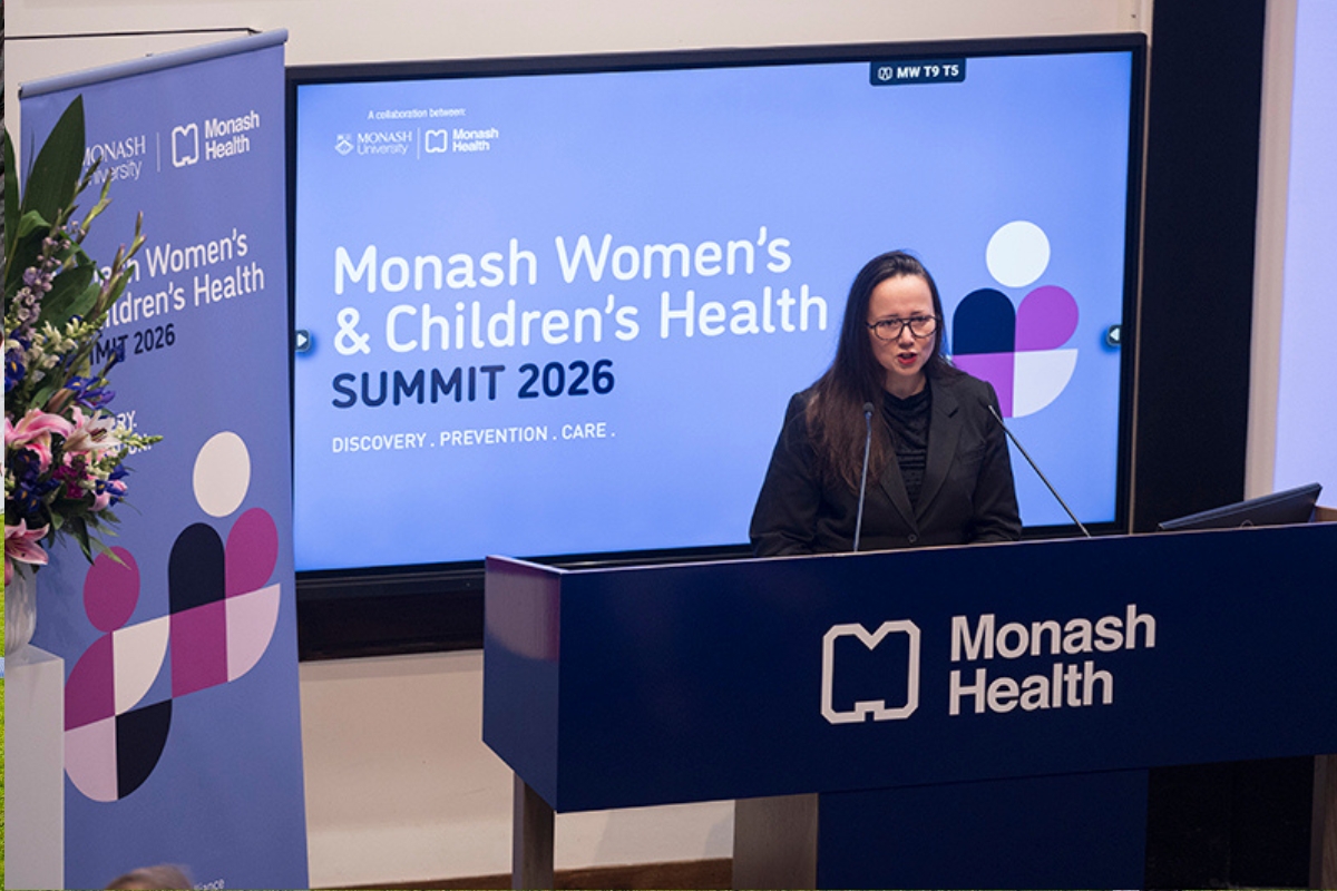 Victorian Minister for Health, Harriet Shing, addresses attendees at the Monash Women&rsquo;s and Children&rsquo;s Health Summit 2026
