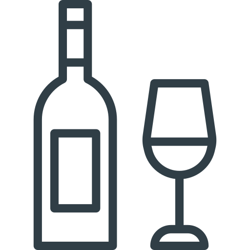icon of wine bottle with glass of wine next to it