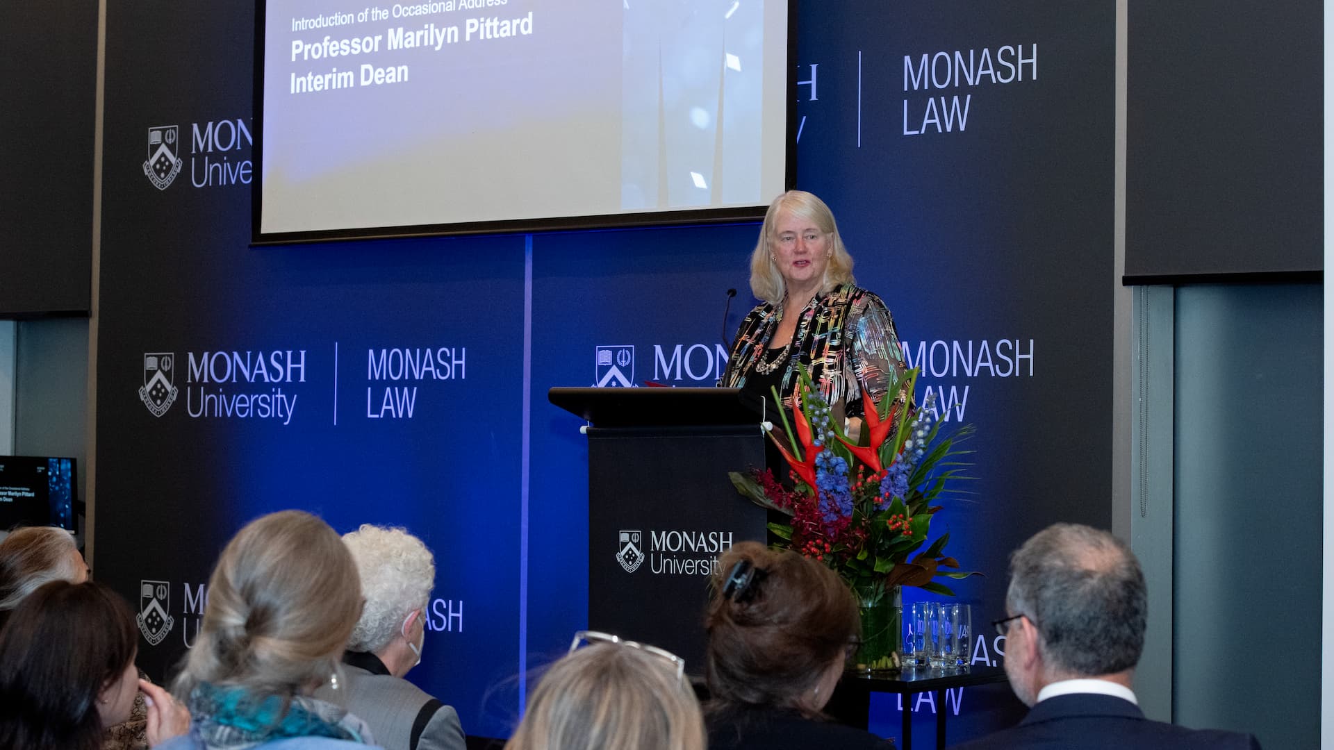 Professor Marilyn Pittard at the Monash Law Postgraduate Prize Ceremony 2024