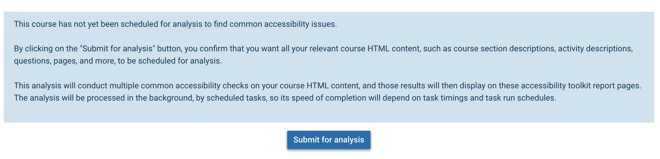 Image of the text notification and submit for analysis button