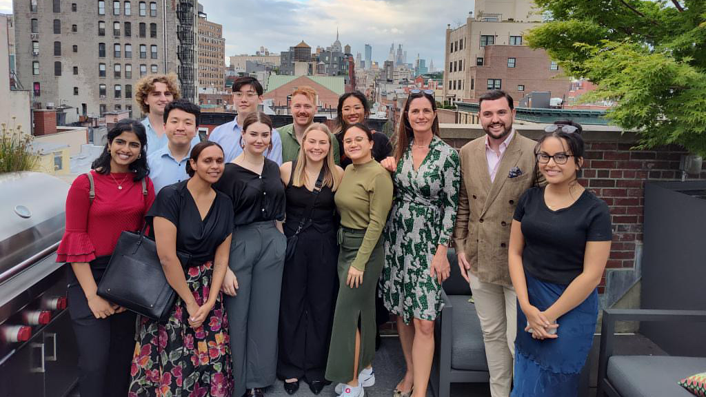 Monash University Global Discovery Program participants on a rooftop in New York