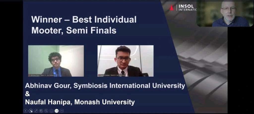 Naufal announced as Best Individual Mooter at Ian Fletcher International Insolvency Moot 2025