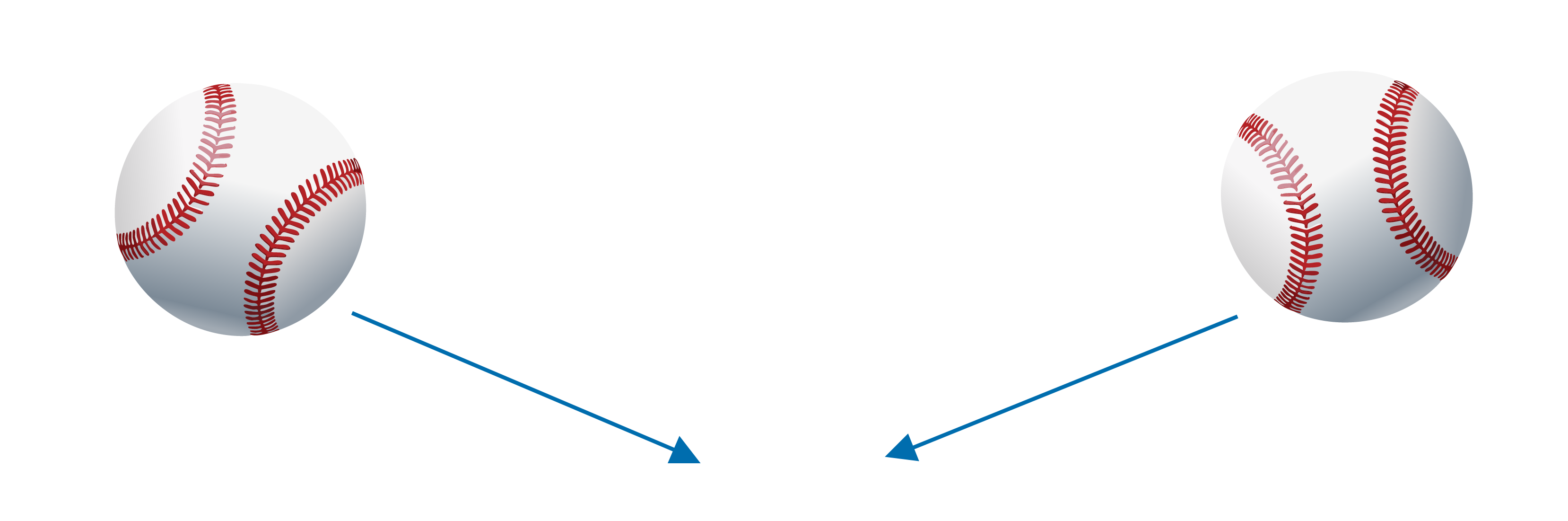 Diagram of two balls on collision course