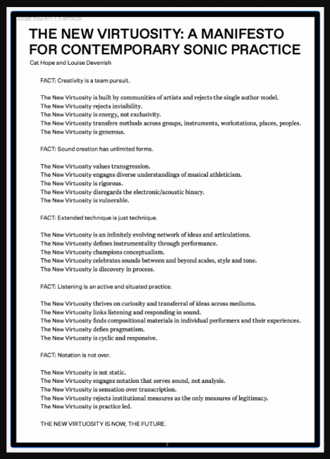 Virtuosity manifesto