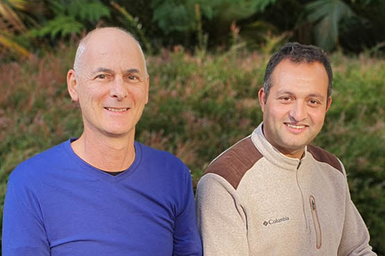 Professor Martin Stone and Dr Ram Bhusal, co-lead authors on the study published in Structure 