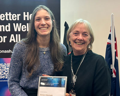 Aimee Altermatt with Master of Health Data Analytics coordinator Dr Joanna Dipnall Aimee Altermatt with Master of Health Data Analytics coordinator Dr Joanna Dipnall