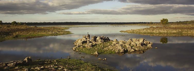 Lake Condah with its rugged basalt lava flow features in the Budj Bim cultural landscape. AAP