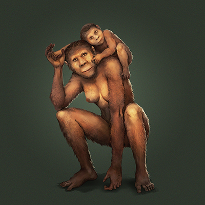 Australopithecus africanus impression by Jose Garcia and Renaud Joannes-Boyau