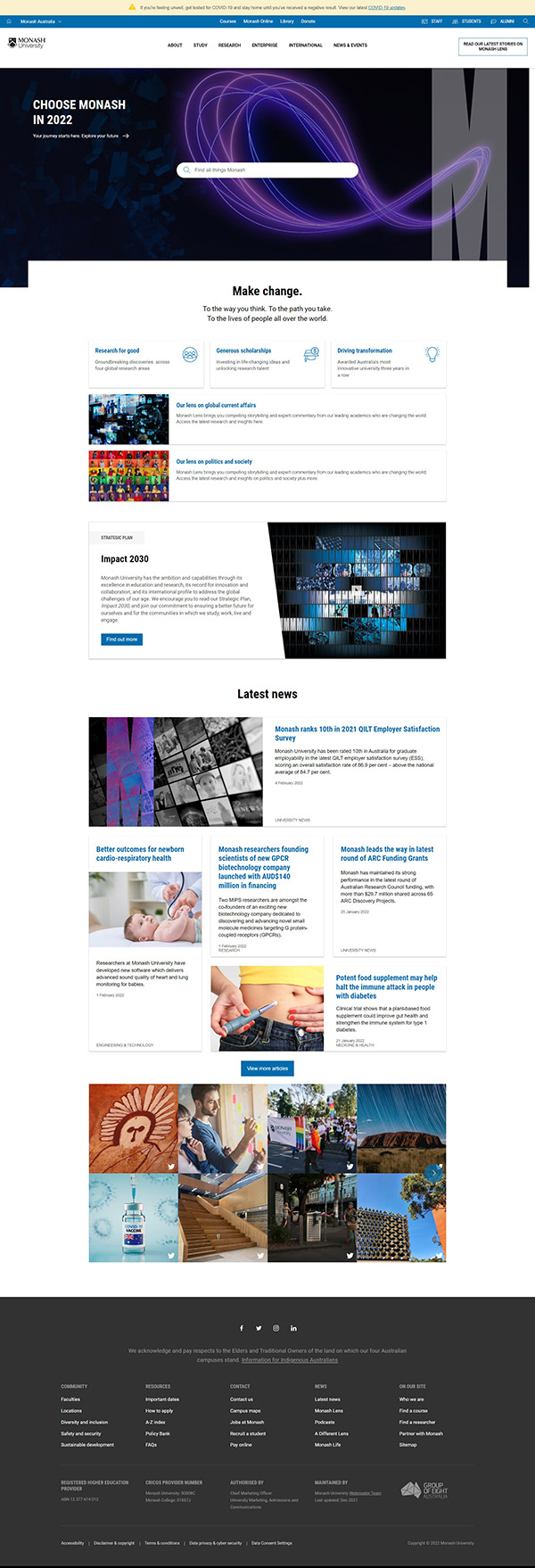 Monash web page template