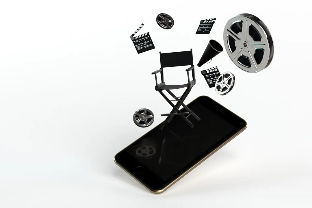 iPhone and film reels floating