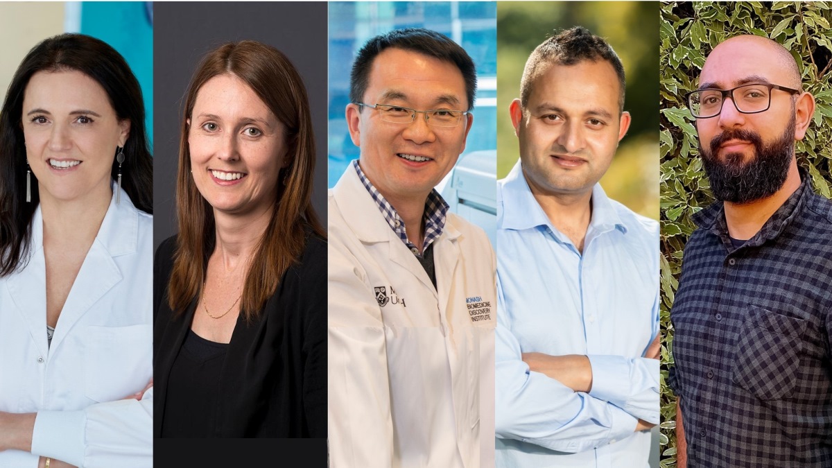 L-R: Professor Mariapia Degli-Esposti FAA FAHMS, Associate Professor Karla Hutt, Professor Jian Li FAA FAHMS, Dr Ram Bhusal, Dr Adam Shahine.