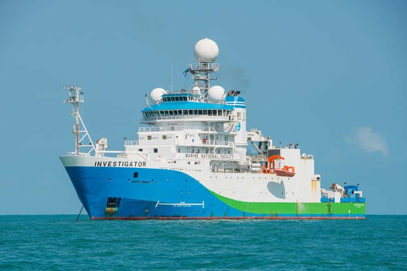 CSIRO research vessel (RV) Investigator anchored in Darwin Harbour. CSIRO: Tauri Minogue