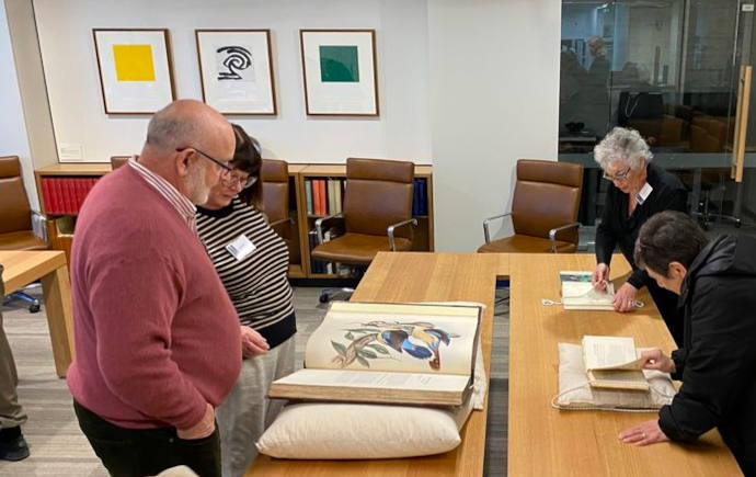 Guests viewing the rare book collection at Monash University