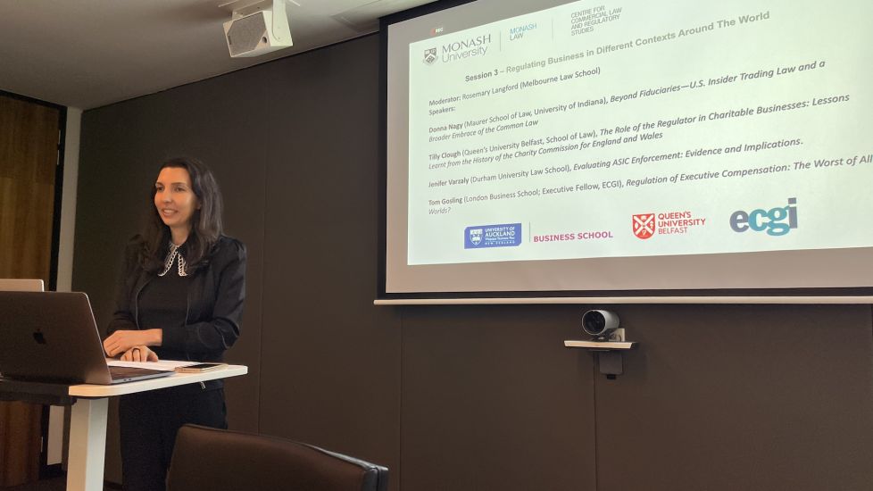 Jennifer Varzaly at the History of Business Law and Governance Workshop