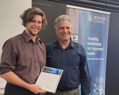 Alexander Thomas with Master of Biostatistics coordinator Prof Andrew Forbes