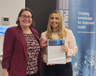 Selma Karovic with Bachelor of Health Sciences (Honours) coordinator Kelly Allen