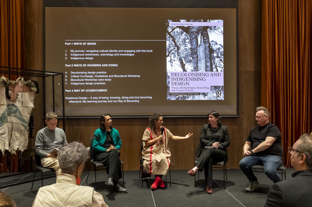 Book launch, Melbourne Design Week 2025. Discussion panel from left to right Ilya Fridman, Melisa Duque, Desiree Ibinarriaga, Jess Berry, Gene Bawden Book launch, Melbourne Design Week 2025. Discussion panel from left to right Ilya Fridman, Melisa Duque, Desiree Ibinarriaga, Jess Berry, Gene Bawden