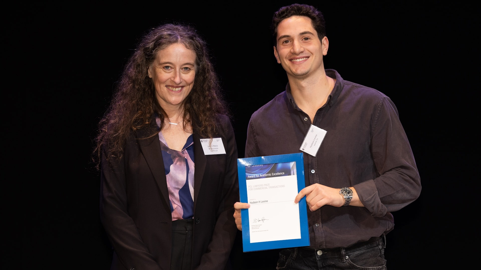 Senior Lecturer Lisa Di Marco and Hudson Harry Levine.