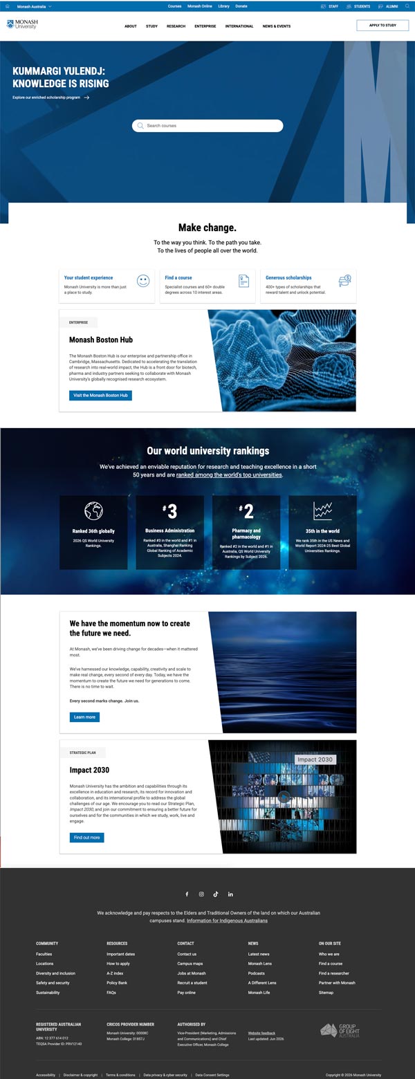Monash web page template