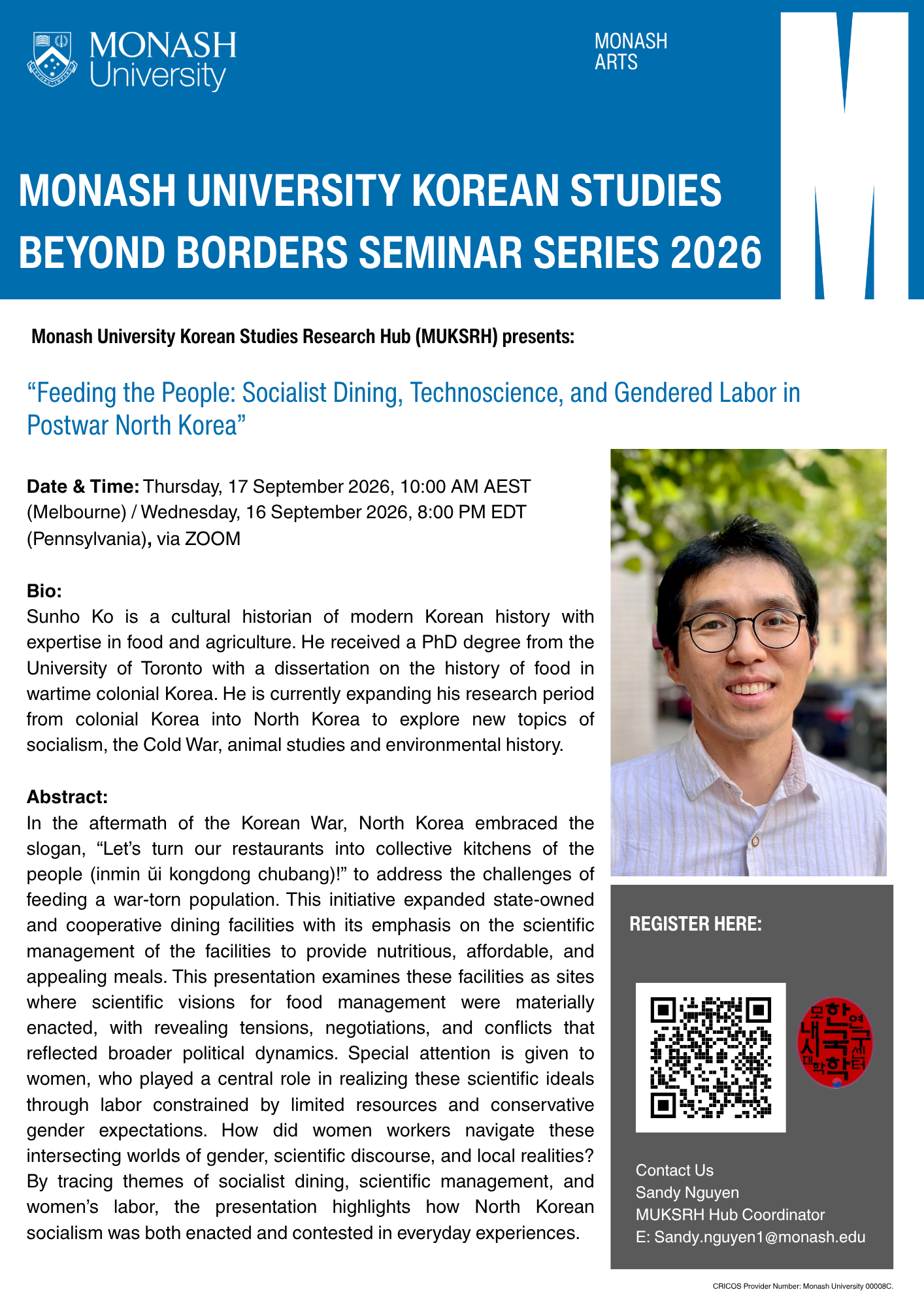 Monash Korean Studies Seminar: "Feeding the People: Socialist Dining, Technoscie... 