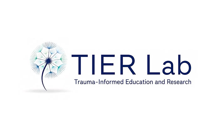 Text showing TIER Lab Trauma Informed Education and Research written on a white background