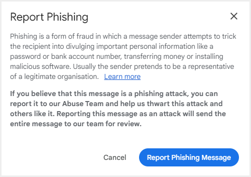 report phishing window