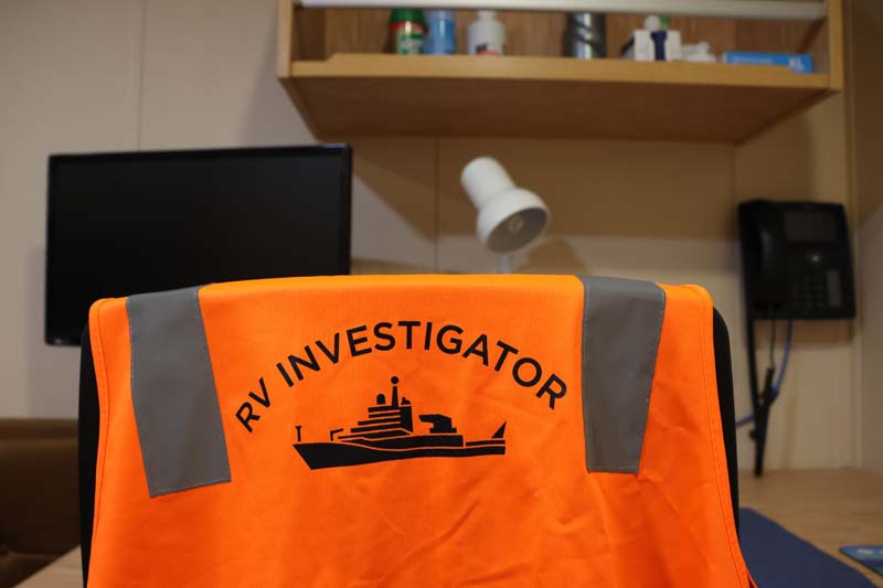 RV Investigator bunk room safety vest on chair