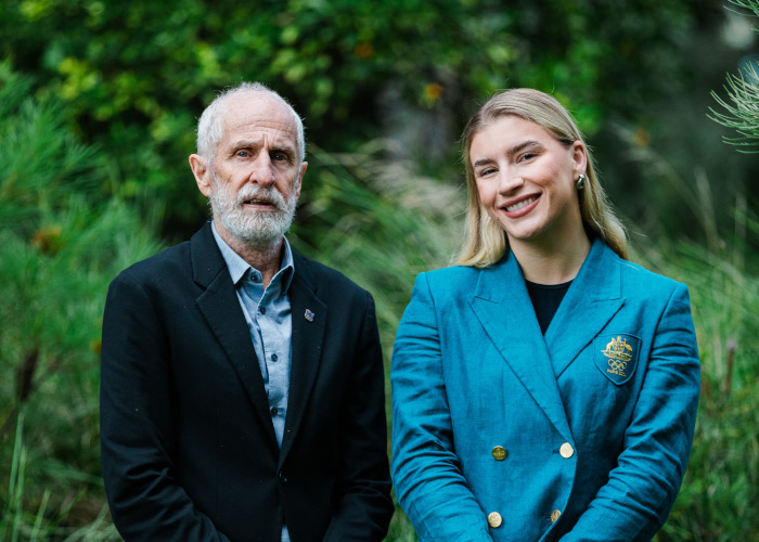 Chris Wardlaw PSM OLY (left) with Marissa Williamson-Pohlman (right) at their first meeting at Monash Clayton Campus.