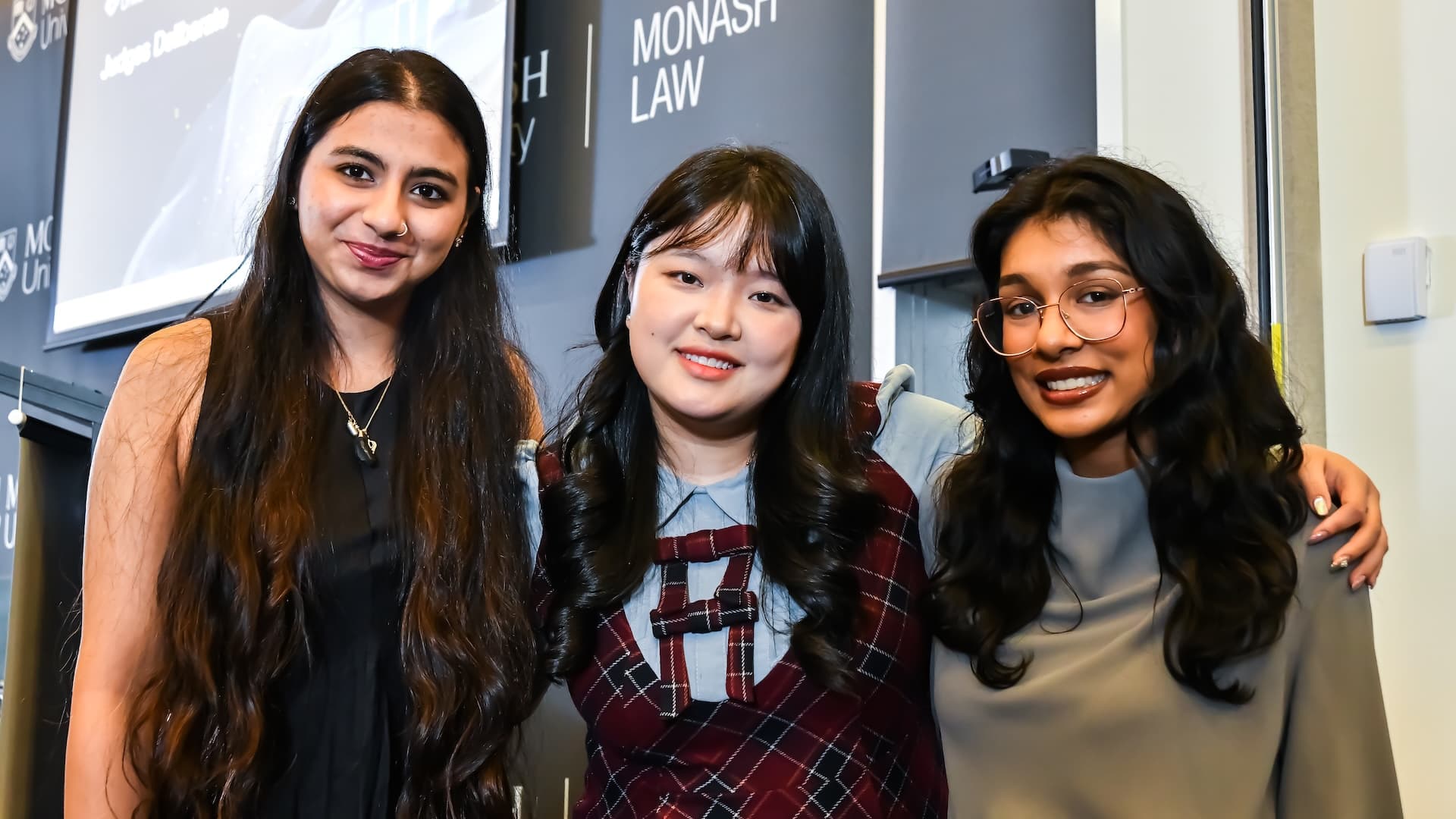 LAP 2025 team managers Kamya Malhotra, Verona Wu and Ananya Wickramaratne