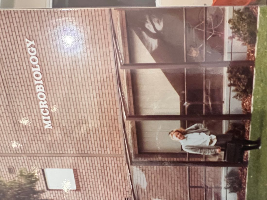 Suzie Miller standing outside Monash microbiology building