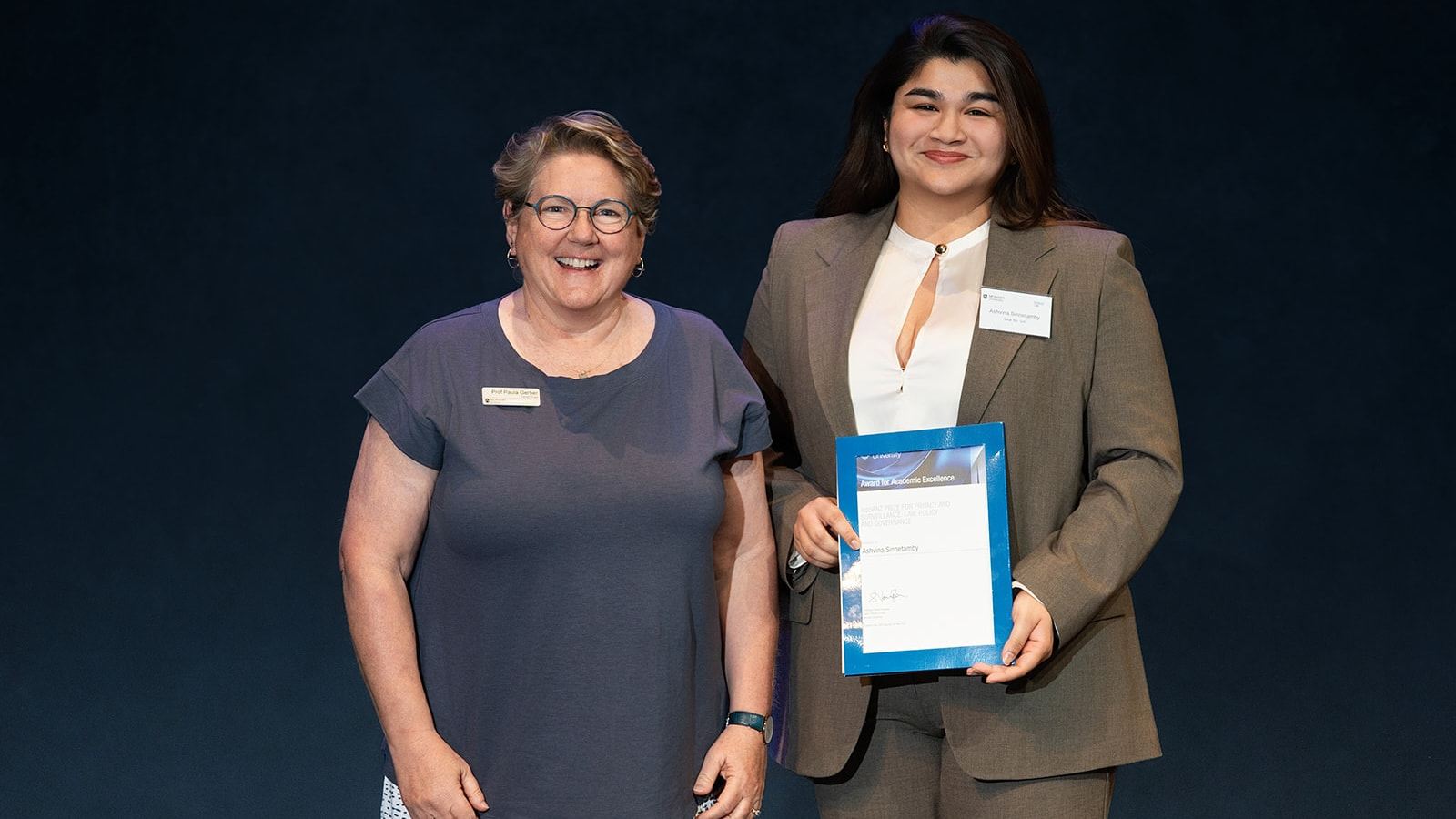 Professor Paula Gerber and Ashvina Suielang Sinnetamby.