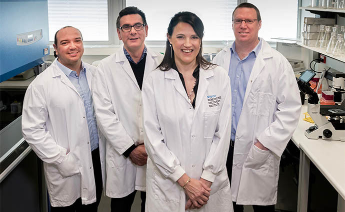 L-R: Dr Paulo Martins, Dr Chris Andoniou, Professor Mariapia Degli-Esposti, Mr Peter Fleming. Absent: Professor Geoff Hill.
