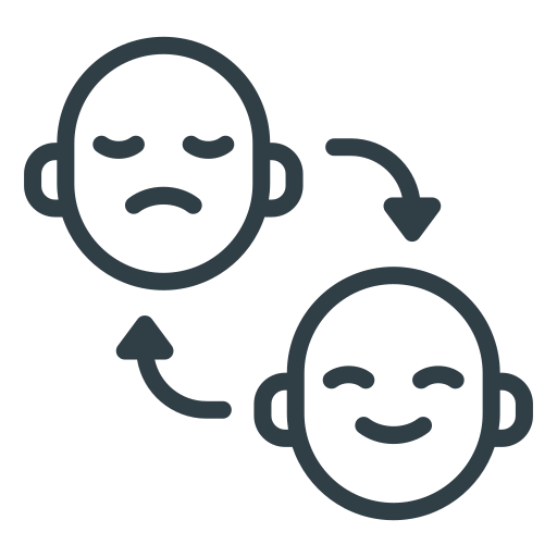 Clipart of a happy face and sad face in a cycle