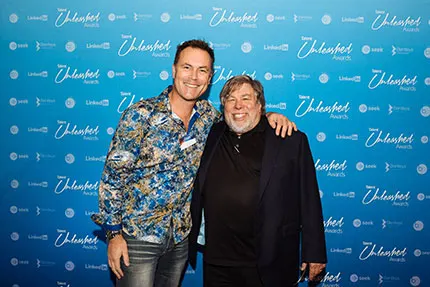 Troy Westley and Steve Wozniak posing for red carpet  event