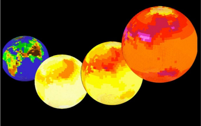 Climate change visualisation of the globe