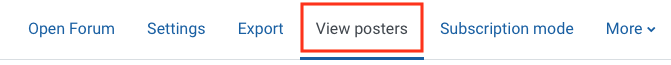 Image of Open forum top menu with View posters highlighted in red box.