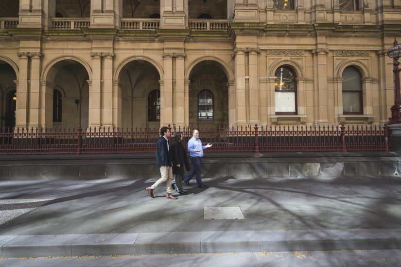 Two students and the Law Reform Clinic Supervisor & Director of Monash Law Clinics