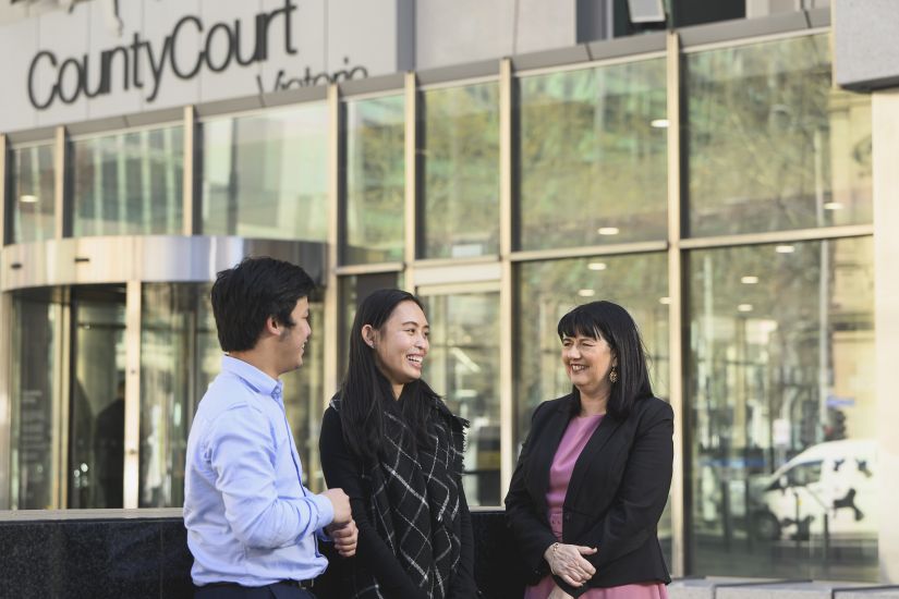 Students Aidan and Irene with Law Reform Clinic Supervisor Sally Andersen