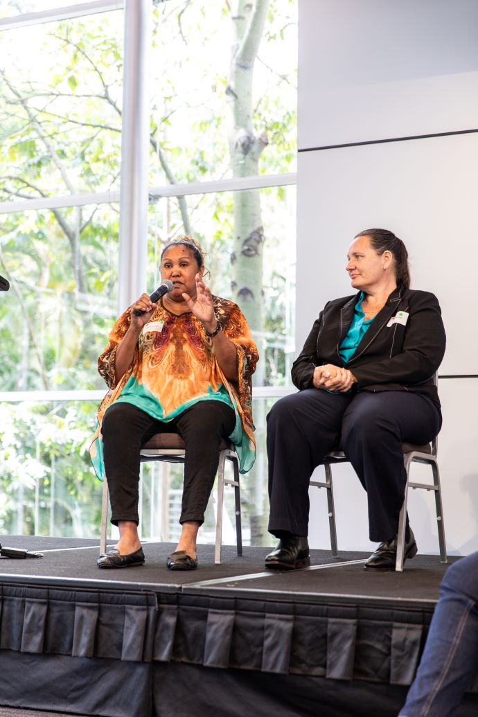 Kiley Hanslow and Audrey Deemal speaking at Qld Policy Roundtable
