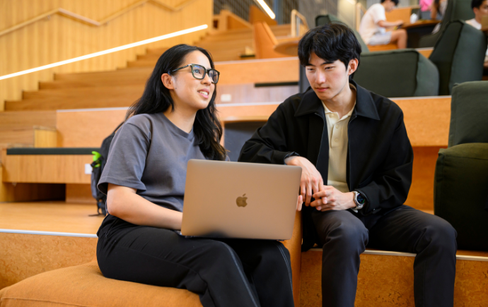Student ambassador discussing projects